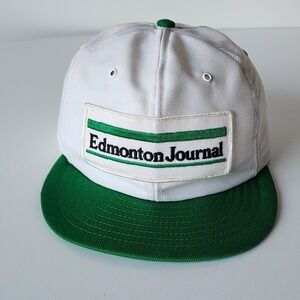 Vintage Edmonton Journal Trucker Hat Cap Snap Back‎ Patch Logo Newspaper Alberta